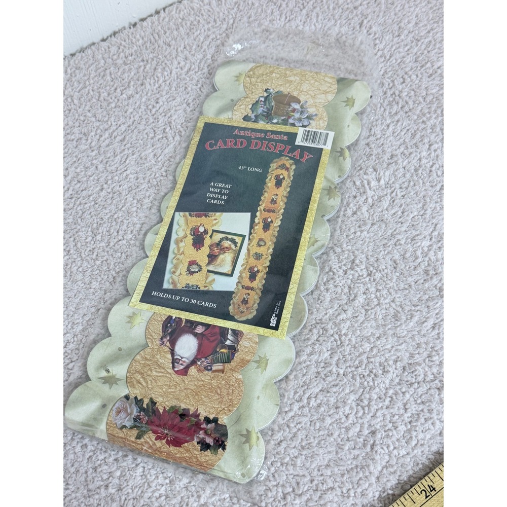 Giftco Antique Santa Christmas Card Display 43 Inch Long Holds 30 Cards Vintage